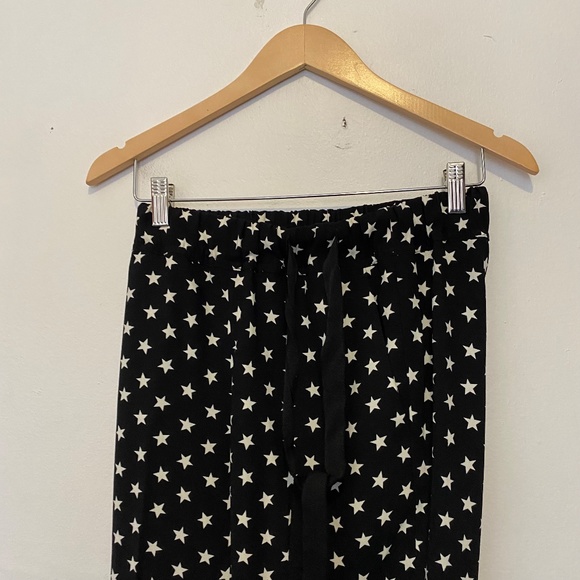 J.Crew Tie Waist Star Pattern Black Tapered Leg Pants Size 0 - Picture 4 of 4